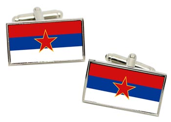 Yugoslavia (Serbia) Flag Cufflinks in Chrome Box