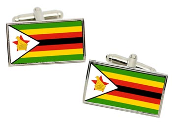 Zimbabwe Flag Cufflinks in Chrome Box
