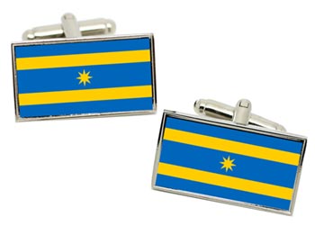 Zl̂̃n (Czech) Flag Cufflinks in Chrome Box