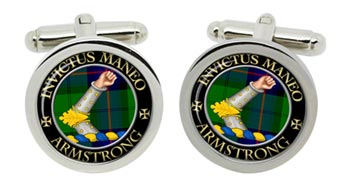 Armstrong Vambraced Scottish Clan Cufflinks in Chrome Box