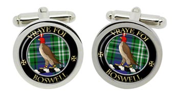 Boswell Scottish Clan Cufflinks in Chrome Box