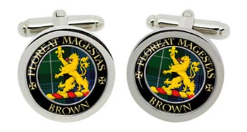 Brown Scottish Clan Cufflinks in Chrome Box
