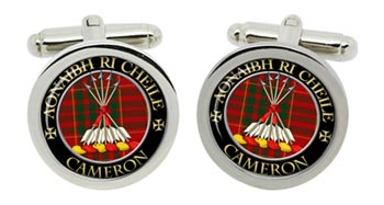 Cameron Scottish Clan Cufflinks in Chrome Box