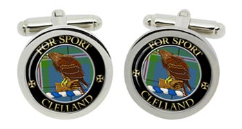 Clelland Scottish Clan Cufflinks in Chrome Box