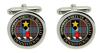 Dennistoun Scottish Clan Cufflinks in Chrome Box