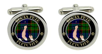 Fletcher of Dunans Scottish Clan Cufflinks in Chrome Box