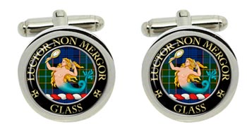 Glass Scottish Clan Cufflinks in Chrome Box