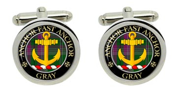Gray Scottish Clan Cufflinks in Chrome Box
