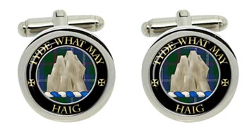 Haig Scottish Clan Cufflinks in Chrome Box