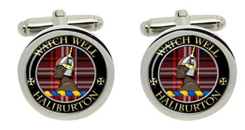 Haliburton Scottish Clan Cufflinks in Chrome Box