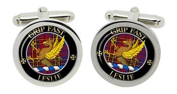 Leslie Scottish Clan Cufflinks in Chrome Box