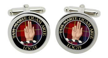 Logie Scottish Clan Cufflinks in Chrome Box