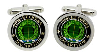 Macarthur ancient Scottish Clan Cufflinks in Chrome Box