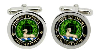 Macarthur modern Scottish Clan Cufflinks in Chrome Box