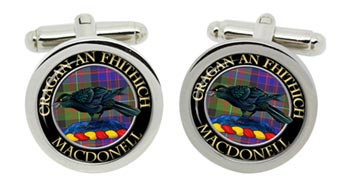 Macdonell of Glengarry Scottish Clan Cufflinks in Chrome Box