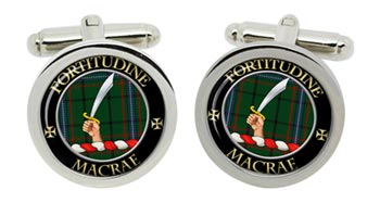Macrae Scottish Clan Cufflinks in Chrome Box