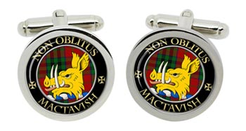 Mactavish Scottish Clan Cufflinks in Chrome Box