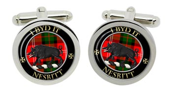 Nesbitt Scottish Clan Cufflinks in Chrome Box
