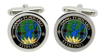 Stirling Scottish Clan Cufflinks in Chrome Box