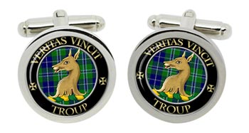 Troup Scottish Clan Cufflinks in Chrome Box