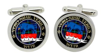 Weir Scottish Clan Cufflinks in Chrome Box