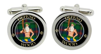Wood Scottish Clan Cufflinks in Chrome Box