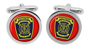 Cincinnati Fire Department Cufflinks in Chrome Box