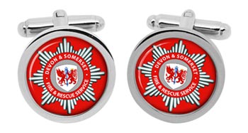Devon and Somerset Fire and Rescue Service Cufflinks in Chrome Box