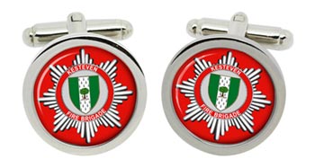 Kesteven Fire Brigade Cufflinks in Chrome Box