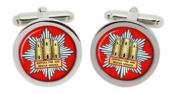 Suffolk Fire and Rescue Cufflinks in Chrome Box