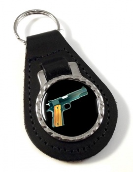 Colt M1911 Pistol Leather Key Fob