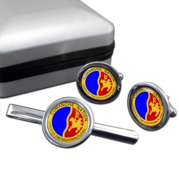 Comanche Nation (Tribe) Round Cufflink and Tie Clip Set