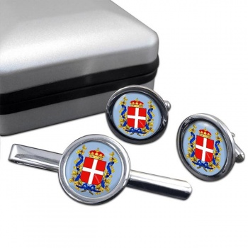 Como (Italy) Round Cufflink and Tie Clip Set