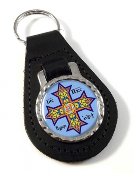 Coptic Cross Leather Key Fob