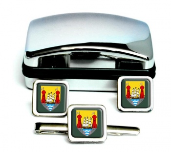 Cork City (Ireland) Square Cufflink and Tie Clip Set