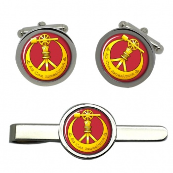 Corps of Engineers (Ireland) Round Cufflink and Tie Clip Set
