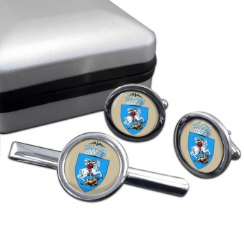 Craiova (Romania) Round Cufflink and Tie Clip Set