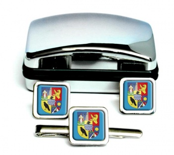 Csongrad Square Cufflink and Tie Clip Set