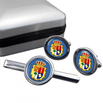 Cuenca (Spain) Round Cufflink and Tie Clip Set