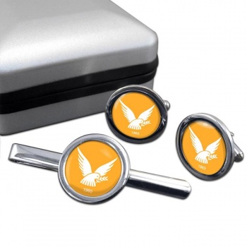 Cyprus Round Cufflink and Tie Clip Set