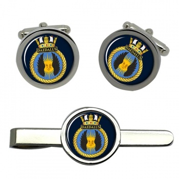 HMS Daedalus (Royal Navy) Round Cufflink and Tie Clip Set