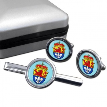 Darmstadt (Germany) Round Cufflink and Tie Clip Set