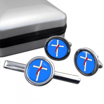 Deacons Cross Round Cufflink and Tie Clip Set