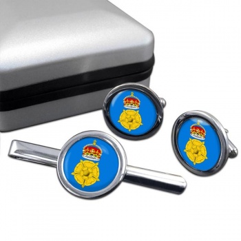 Derbyshire County Round Cufflink and Tie Clip Set