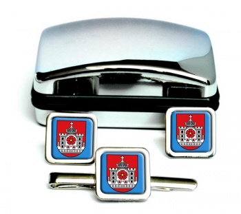 Detmold (Germany) Square Cufflink and Tie Clip Set
