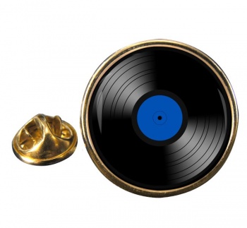 DJ Record Blue Label Round Pin Badge