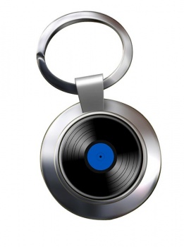 DJ Record Blue Label Chrome Key Ring