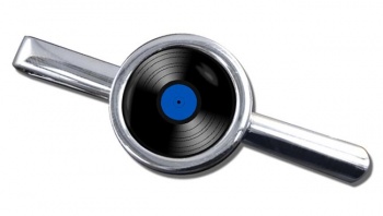 DJ Record Blue Label Round Tie Clip