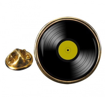 DJ Record Gold Label Round Pin Badge