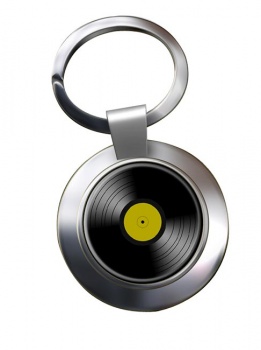 DJ Record Gold Label Chrome Key Ring